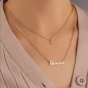 Gold gemini layered necklace